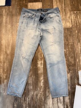 Buffalo David Bitton Light Blue Distressed Cropped Jeans